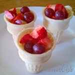 Fruit in ice cream cones