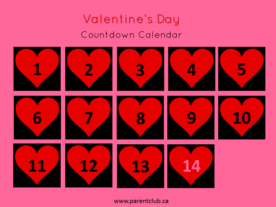 Valentine S Day Countdown Calendar Parent Club